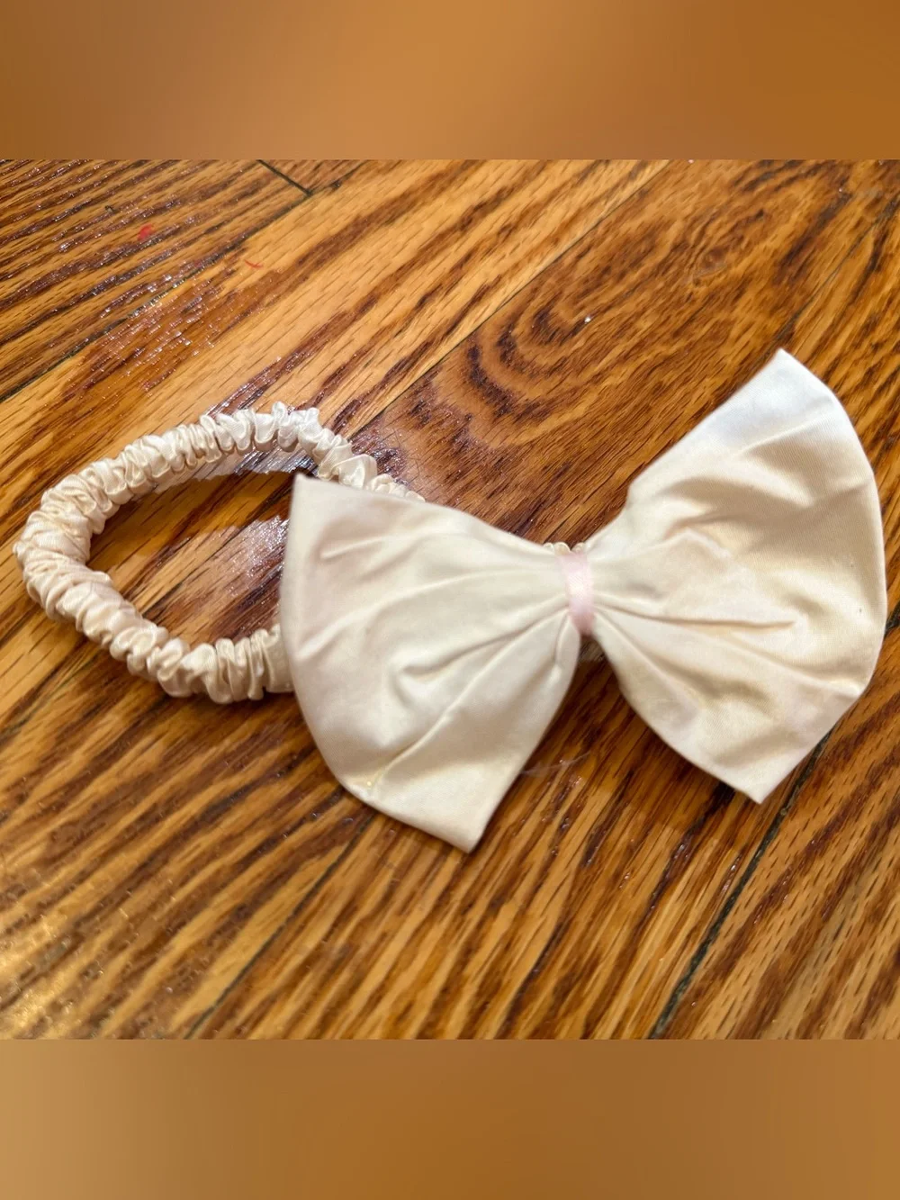 Kids Satin Bow Headband in Cream